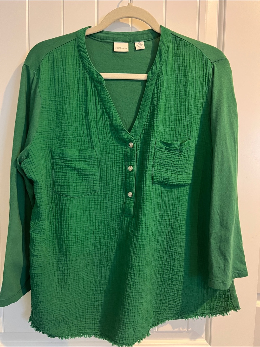 Westbound Emerald Green Textured Henley Tunic